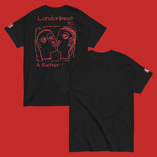 'A BETTER LOVE' Tee - 90s Art Cover - Black - Back and front