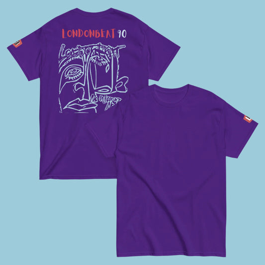 'NO WOMAN NO CRY' 90s Art Cover TEE - Purple - Back and front