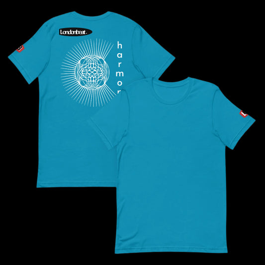 'HARMONY' Tee - 90s Original Design - Aqua - Back and front