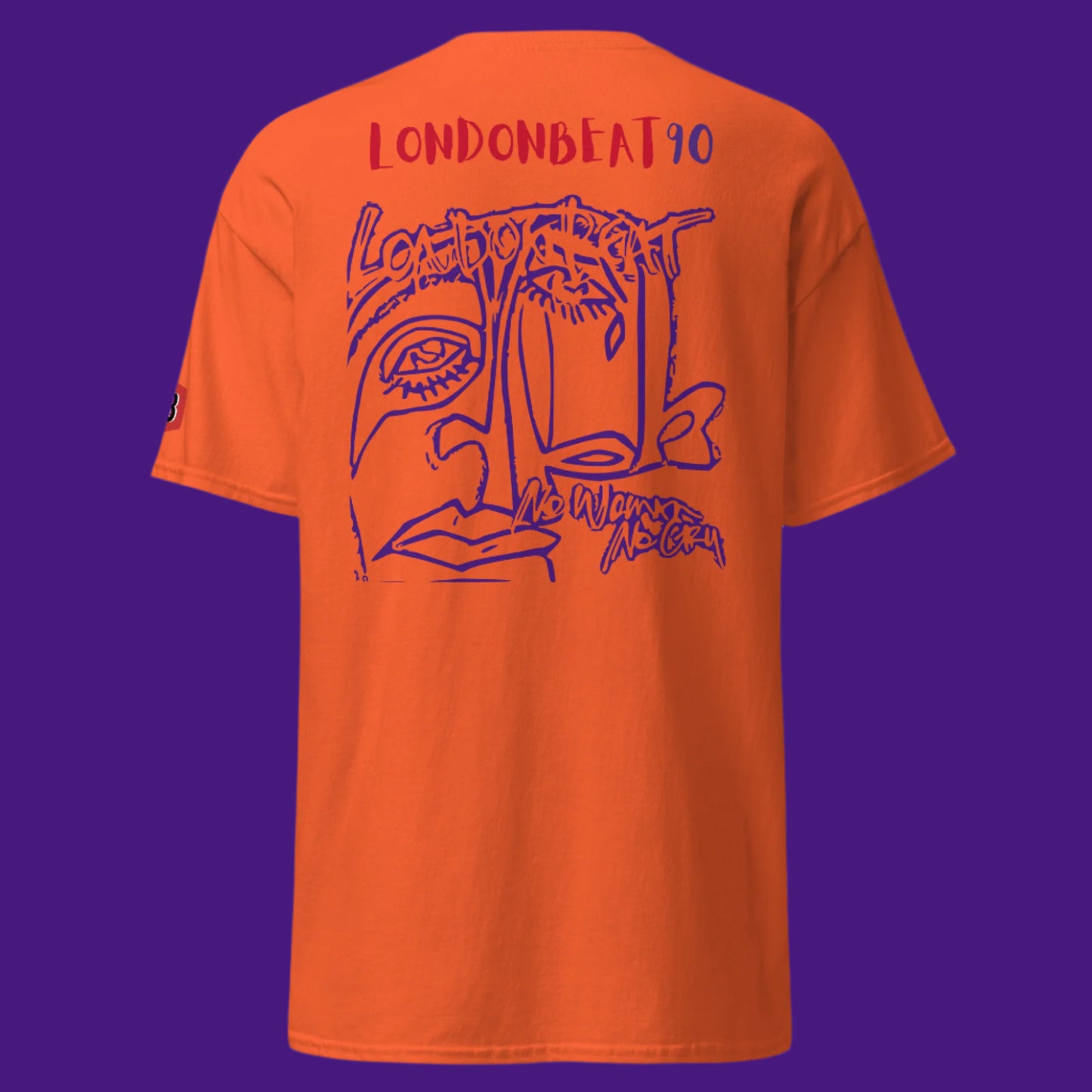 'NO WOMAN NO CRY' Tee - 90S Art cover - Orange - Back