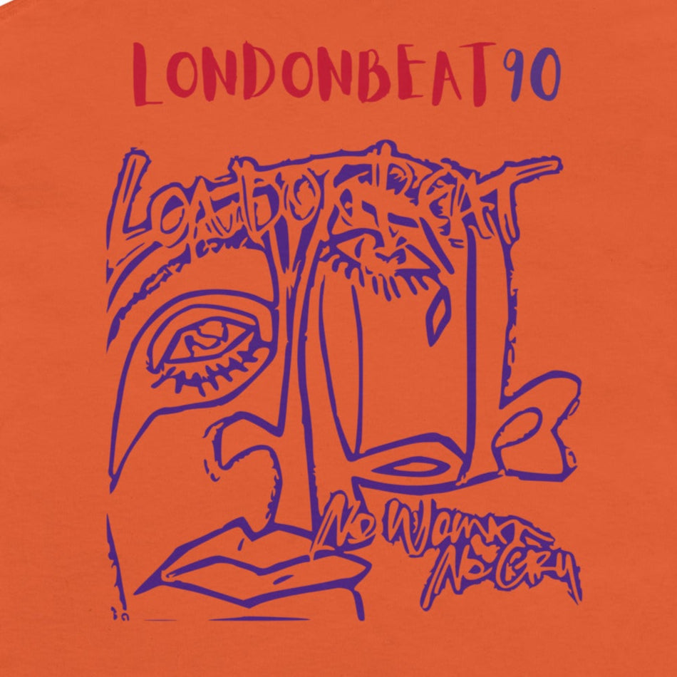 'NO WOMAN NO CRY' 90s Art Cover TEE - Orange - Design detail