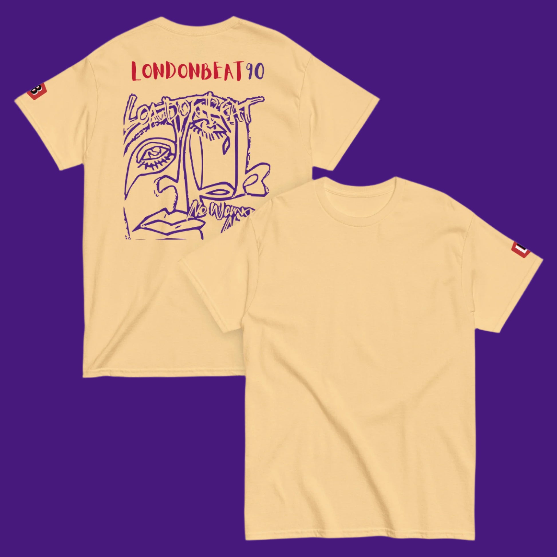 'NO WOMAN NO CRY' Tee - 90S Art cover - Yellow - Back and front